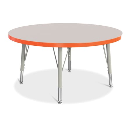Jonti-Craft Berries Round Activity Table, 36 in. Diameter, E-height, Freckled Gray/Orange/Gray 6488JCE114